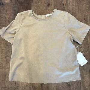 Parker suede button back top size s nice stone taupe color NWT